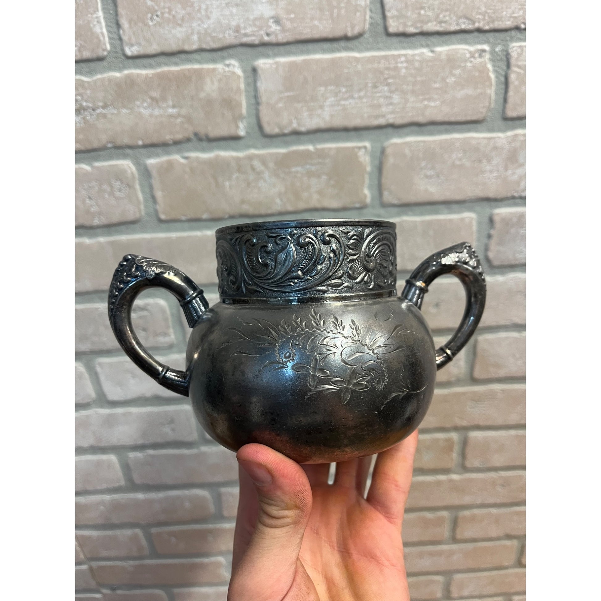 Vintage Benedict Mfg Co. Silver Plated Trophy Cup Handled Vase Pot