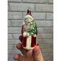 1960s Christmas Santa Claus Ornament Glass Holding Tree