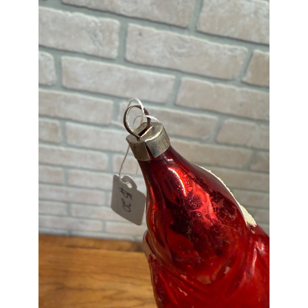 1960s Christmas Santa Claus Ornament Glass Holding Tree