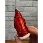 1960s Christmas Santa Claus Ornament Glass Holding Tree