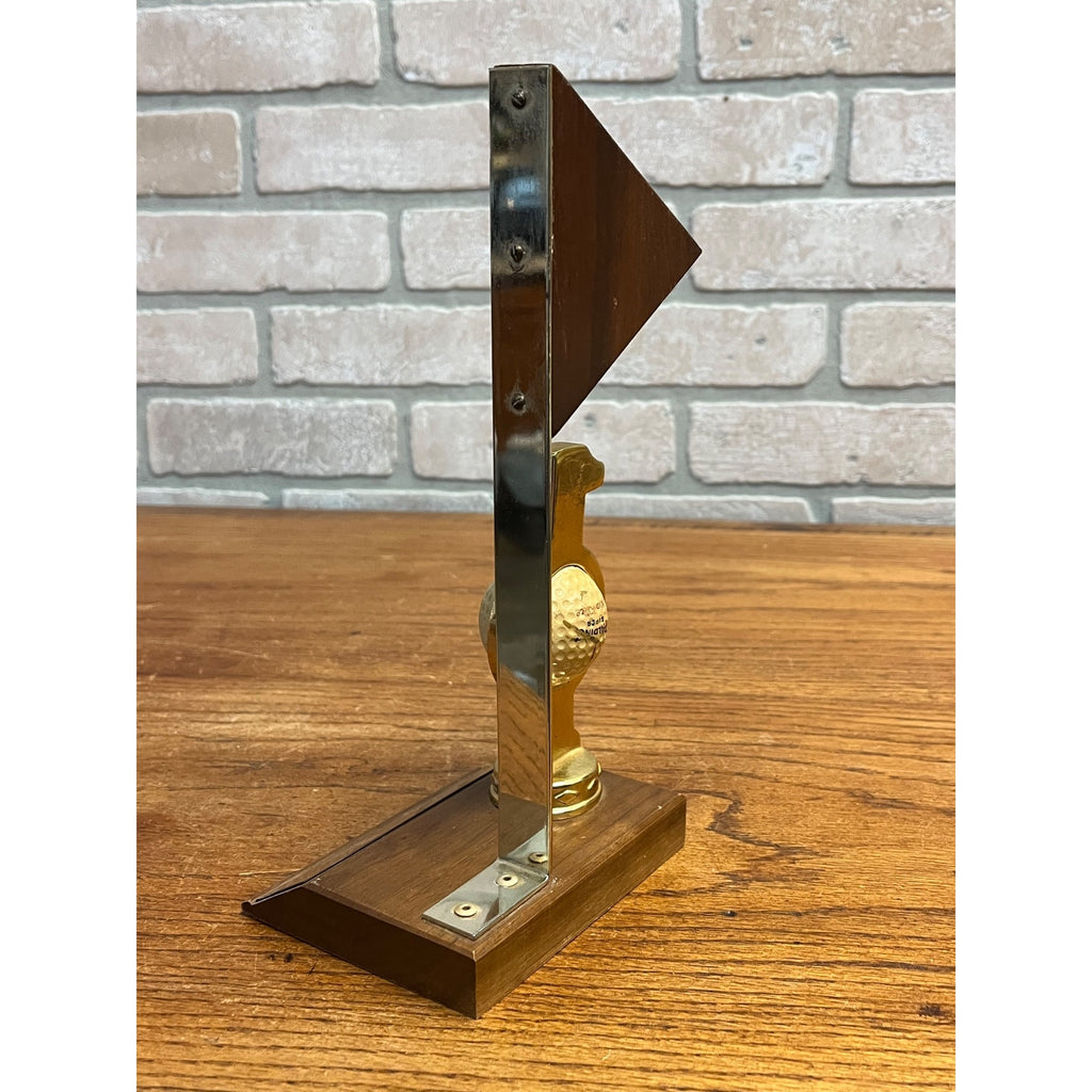 Vintage 1965 Spalding Hole In One Golf Ball Trophy Hole #8 Flag Wood Base