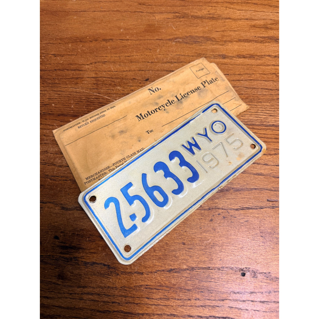 1975 Wyoming Motorcycle License Plate 2-5633