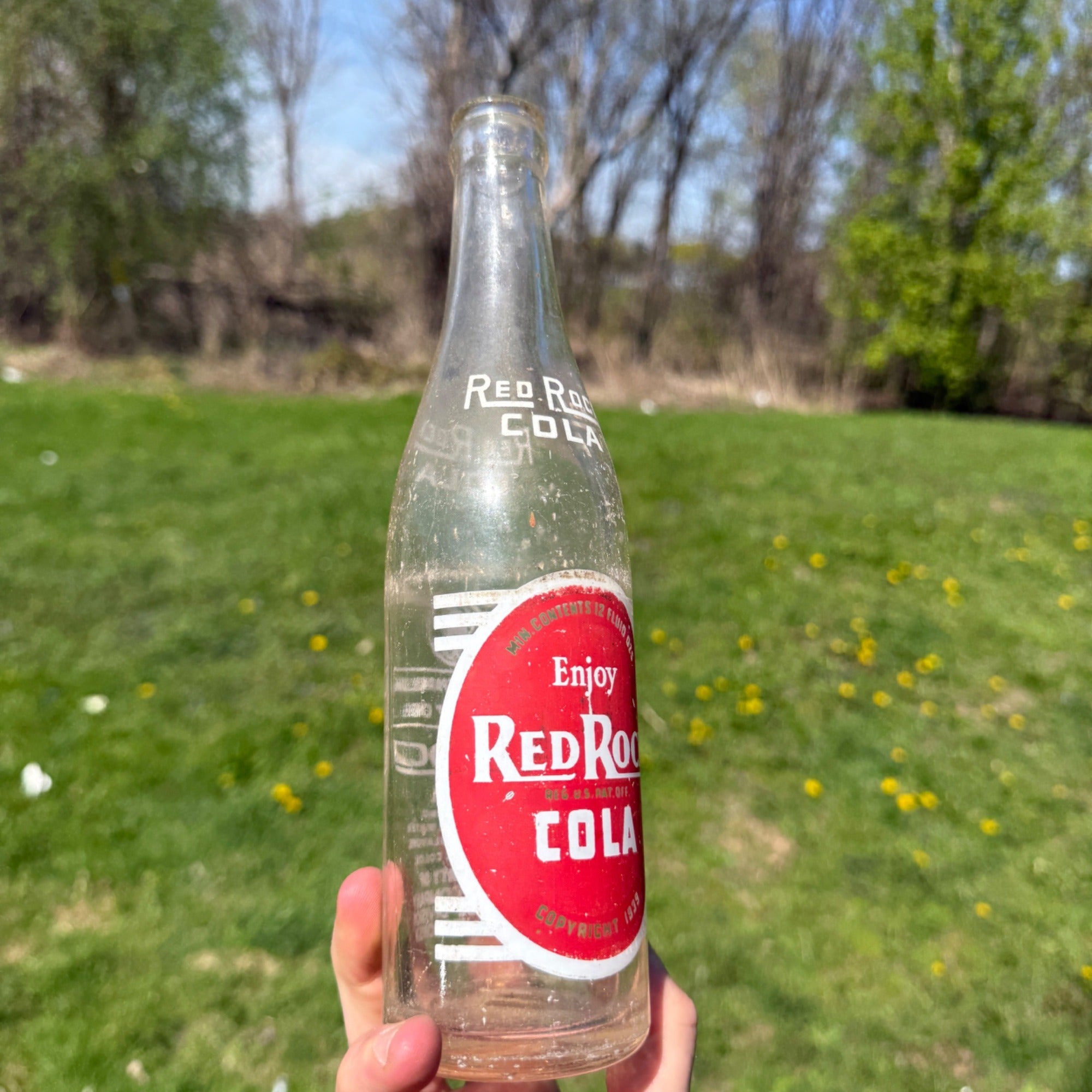 Vintage 1930s Red Rock Cola ACL Bottle Racine Wisconsin Fox Ice  12 Oz