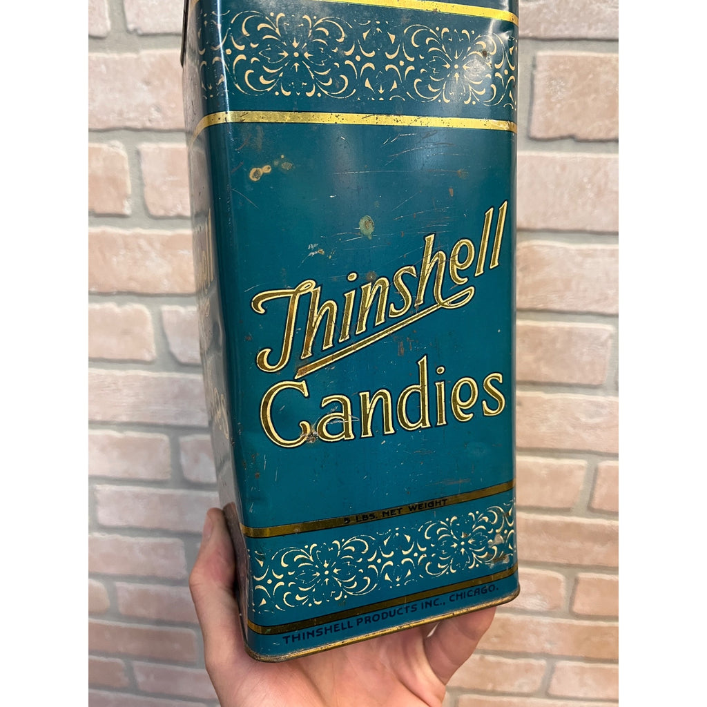 Vintage Early 1900s Thinshell Candies 5lb Country Store Advertising Tin Chicago
