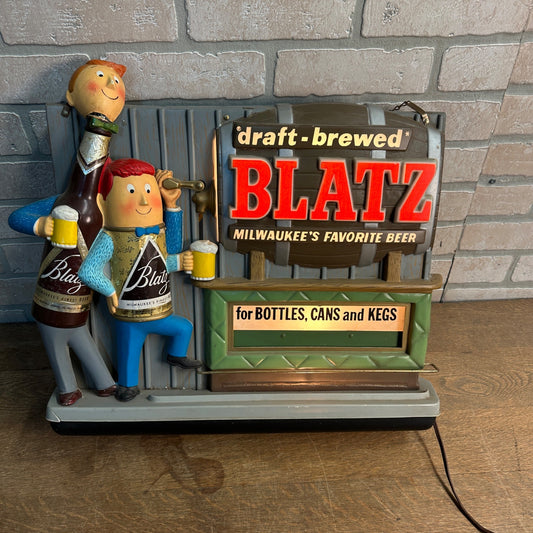 Vintage 1964 Blatz Beer Bartender Lighted Motion Advertising Bar Sign