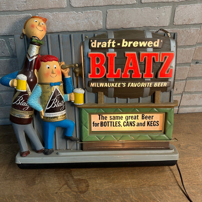 Vintage 1964 Blatz Beer Bartender Lighted Motion Advertising Bar Sign