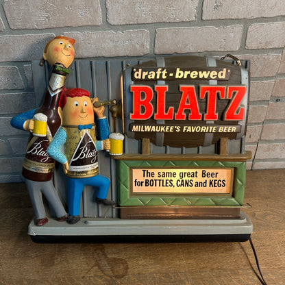 Vintage 1964 Blatz Beer Bartender Lighted Motion Advertising Bar Sign