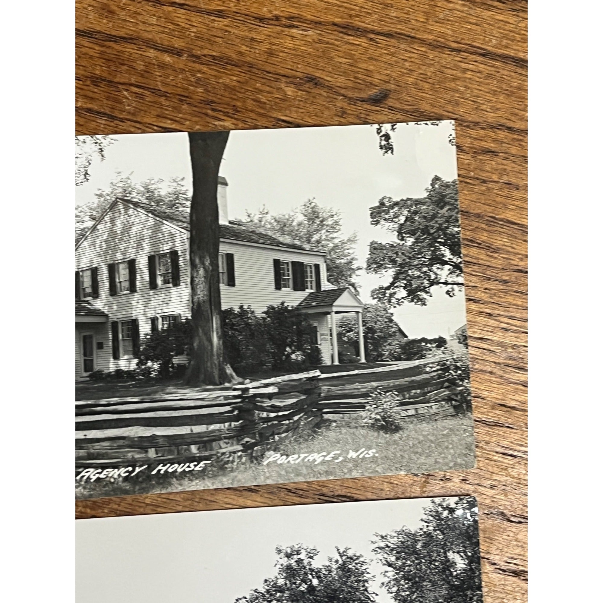 Vintage Indian Agency House Portage Wis RPPC Postcard + Wisconsin River 1940s