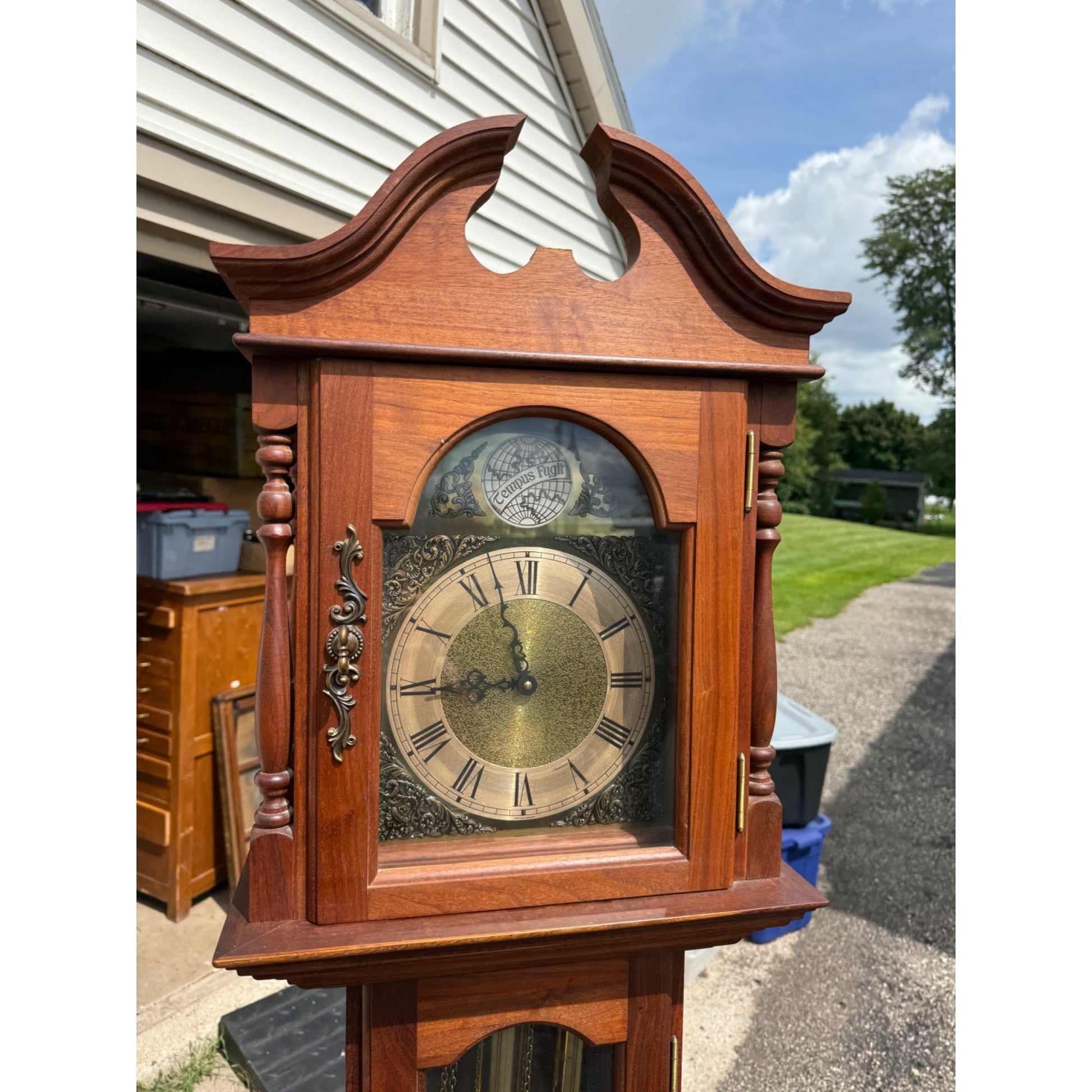 Vintage Grandmother / Grandfather Clock Tempus Fugit