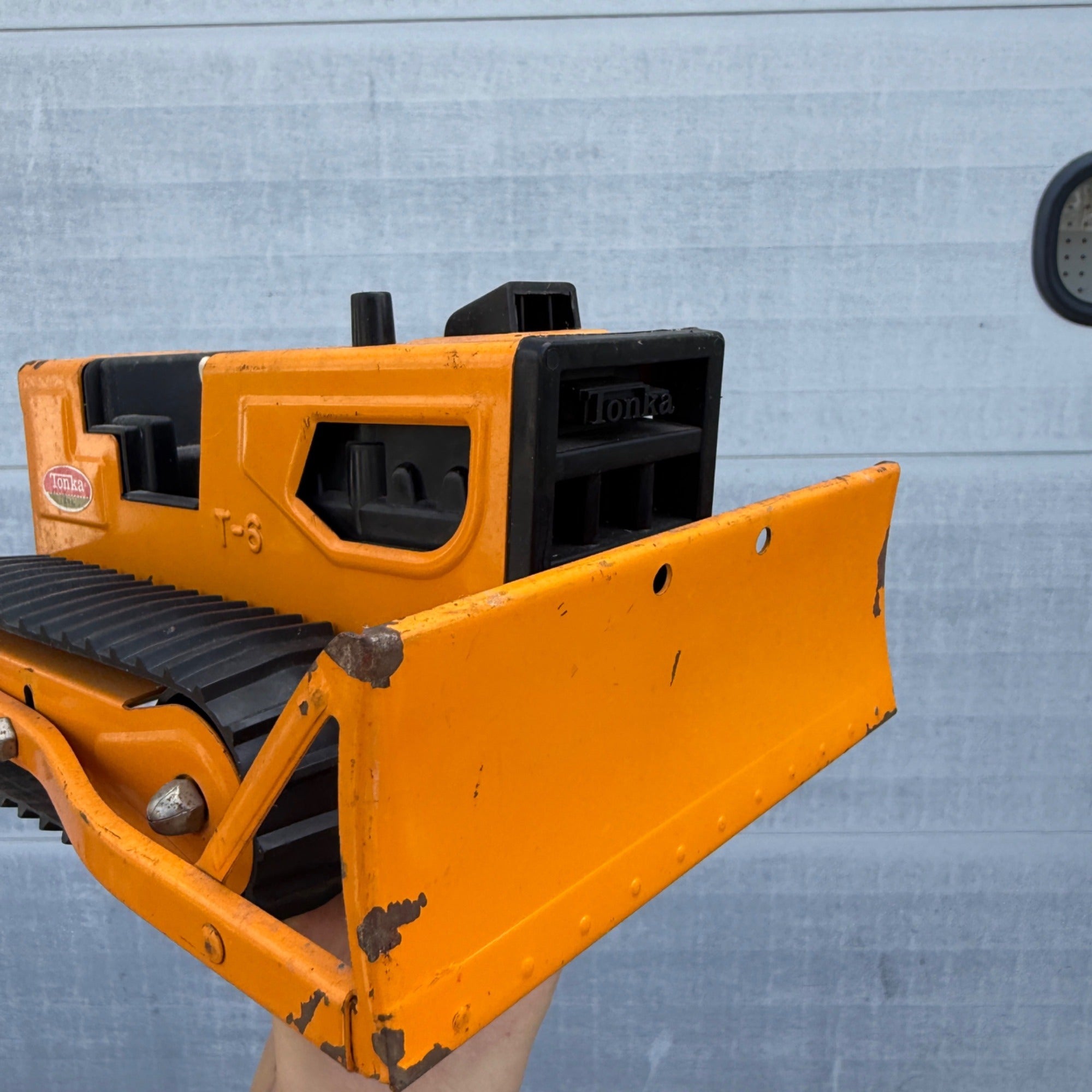 Vintage Tonka T-6 Bulldozer Pressed Steel Orange Construction Toy