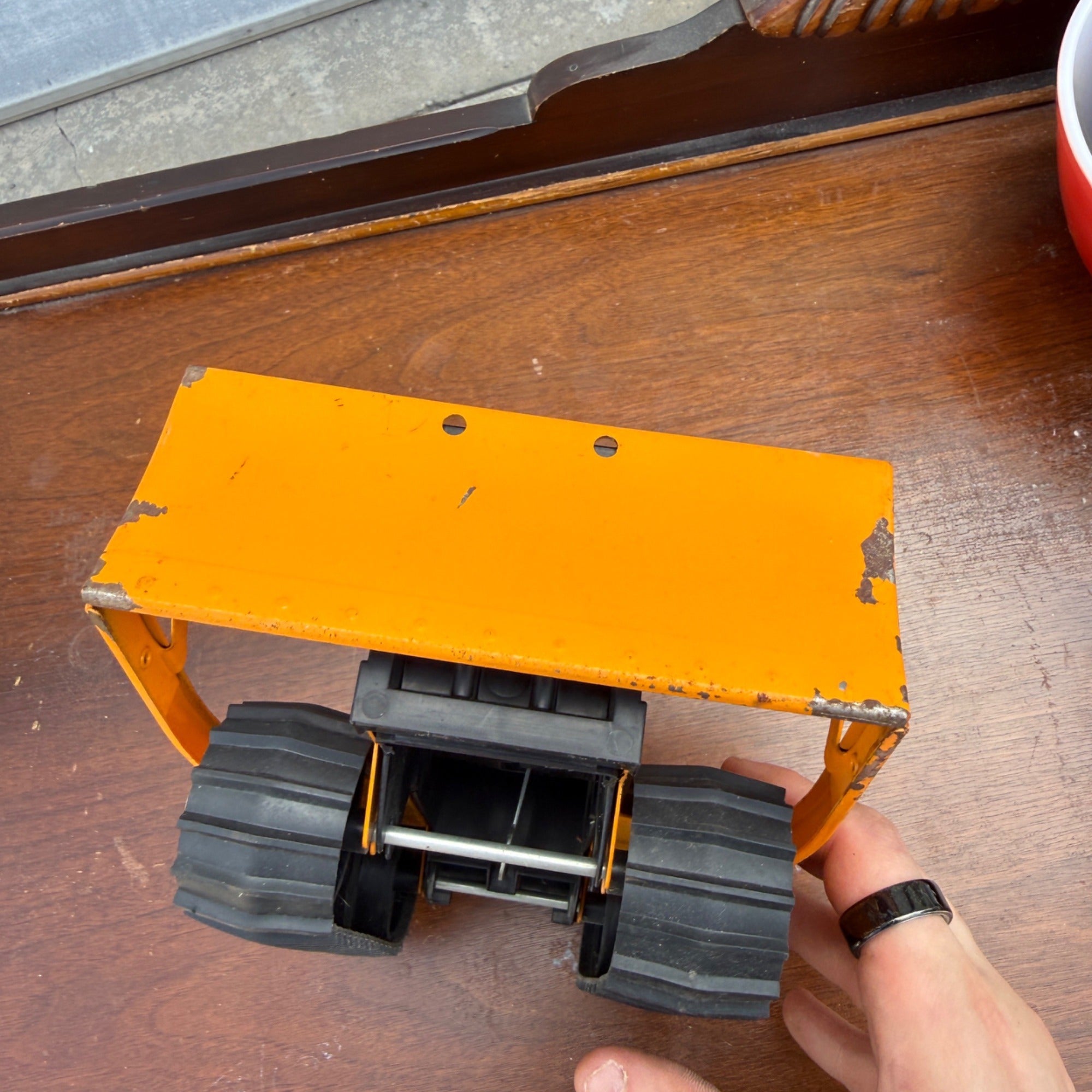 Vintage Tonka T-6 Bulldozer Pressed Steel Orange Construction Toy