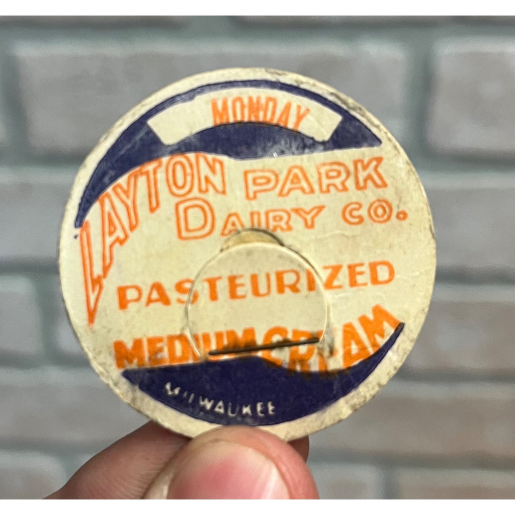 Vintage Layton Park Dairy Co. Milwaukee Wisconsin Milk Bottle Cap