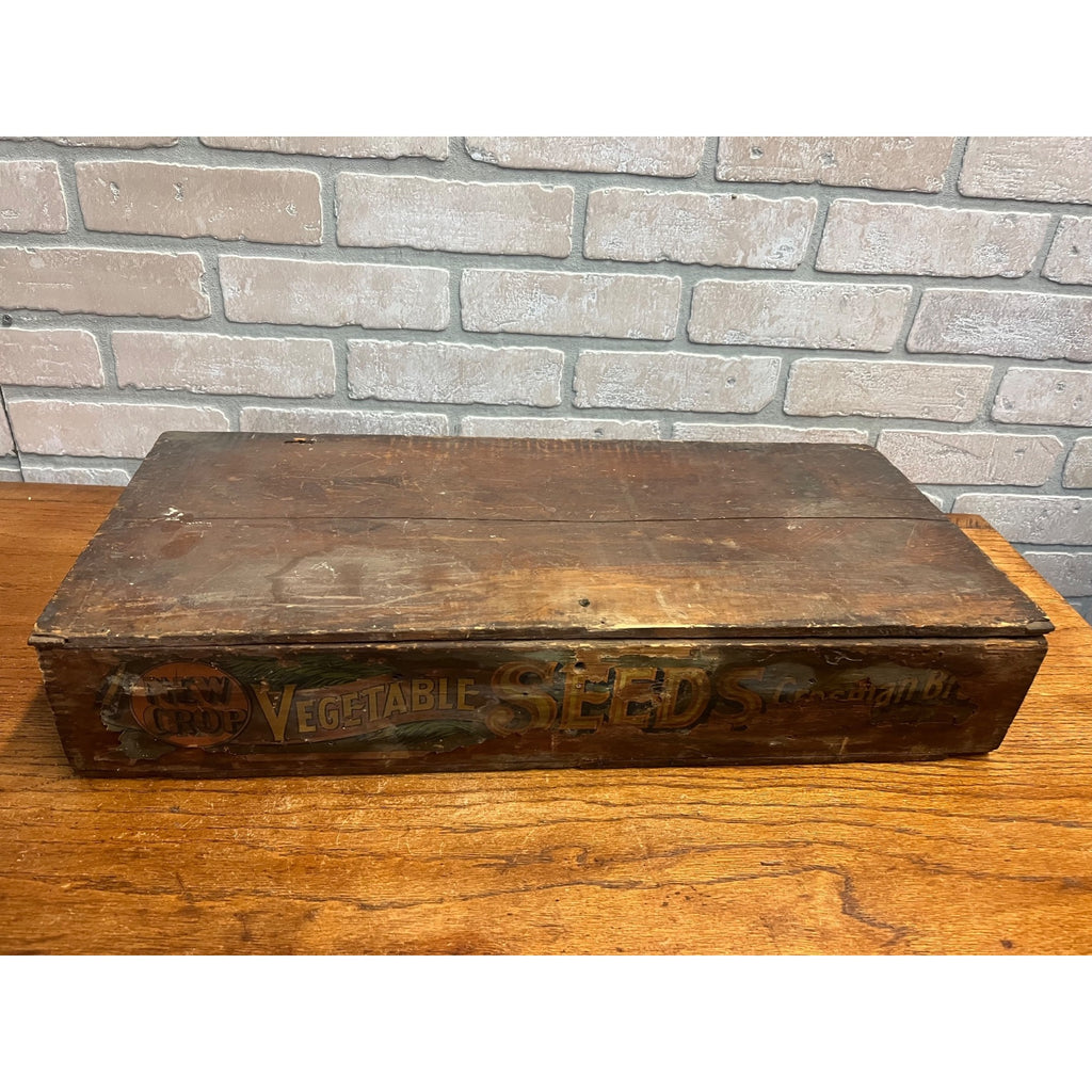 Original Antique Crosman Bros Garden Seeds Display Box Rochester, NY Flowers