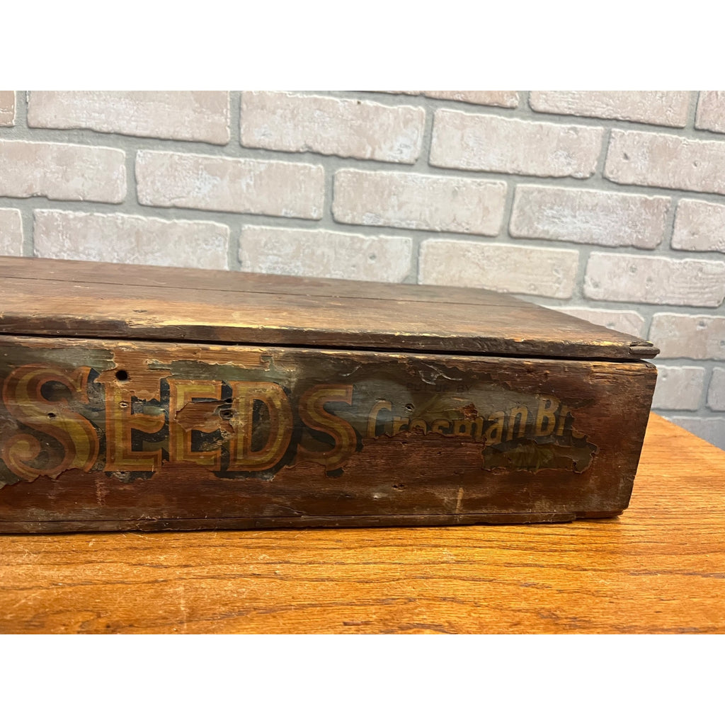 Original Antique Crosman Bros Garden Seeds Display Box Rochester, NY Flowers