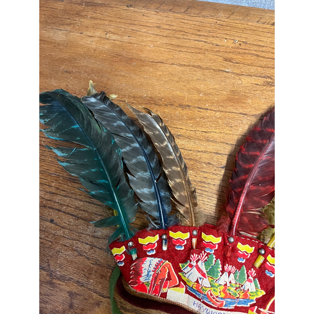 Vintage Hayward Wisconsin Souvenir Felt Indian Headress Native American Wis WI