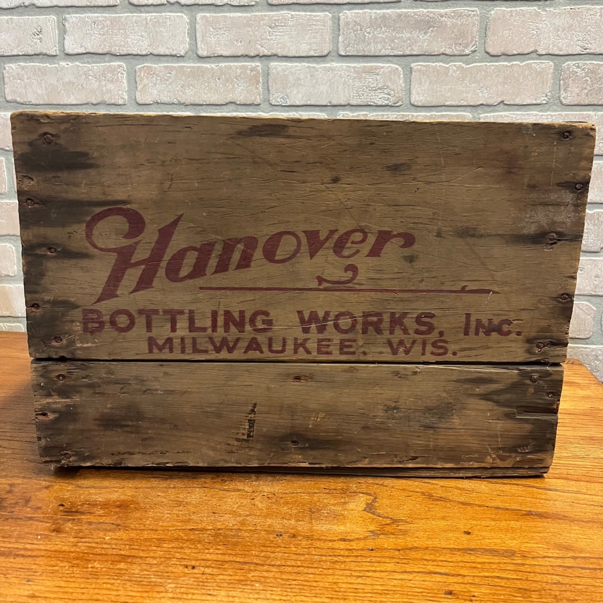 Vintage 1930s Hanover Bottling Works Milwaukee Wis Soda Wood Advertising Crate