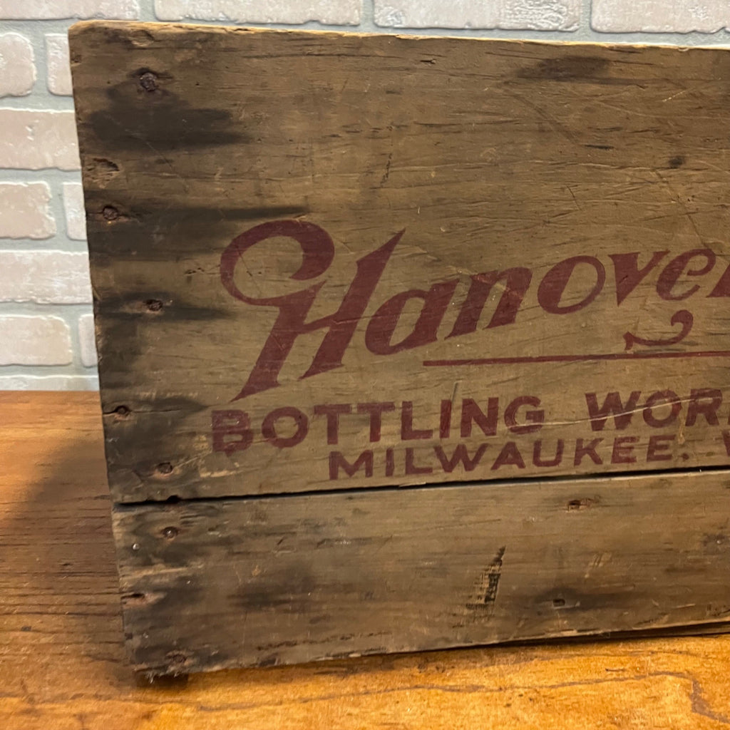 Vintage 1930s Hanover Bottling Works Milwaukee Wis Soda Wood Advertising Crate