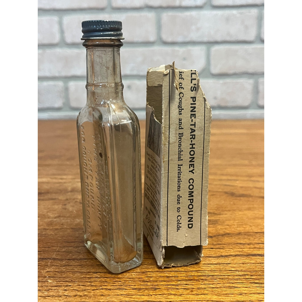 Antique 1920's Dr. Bell’s Pine Tar Honey Compound Medicine w/ Label & Box