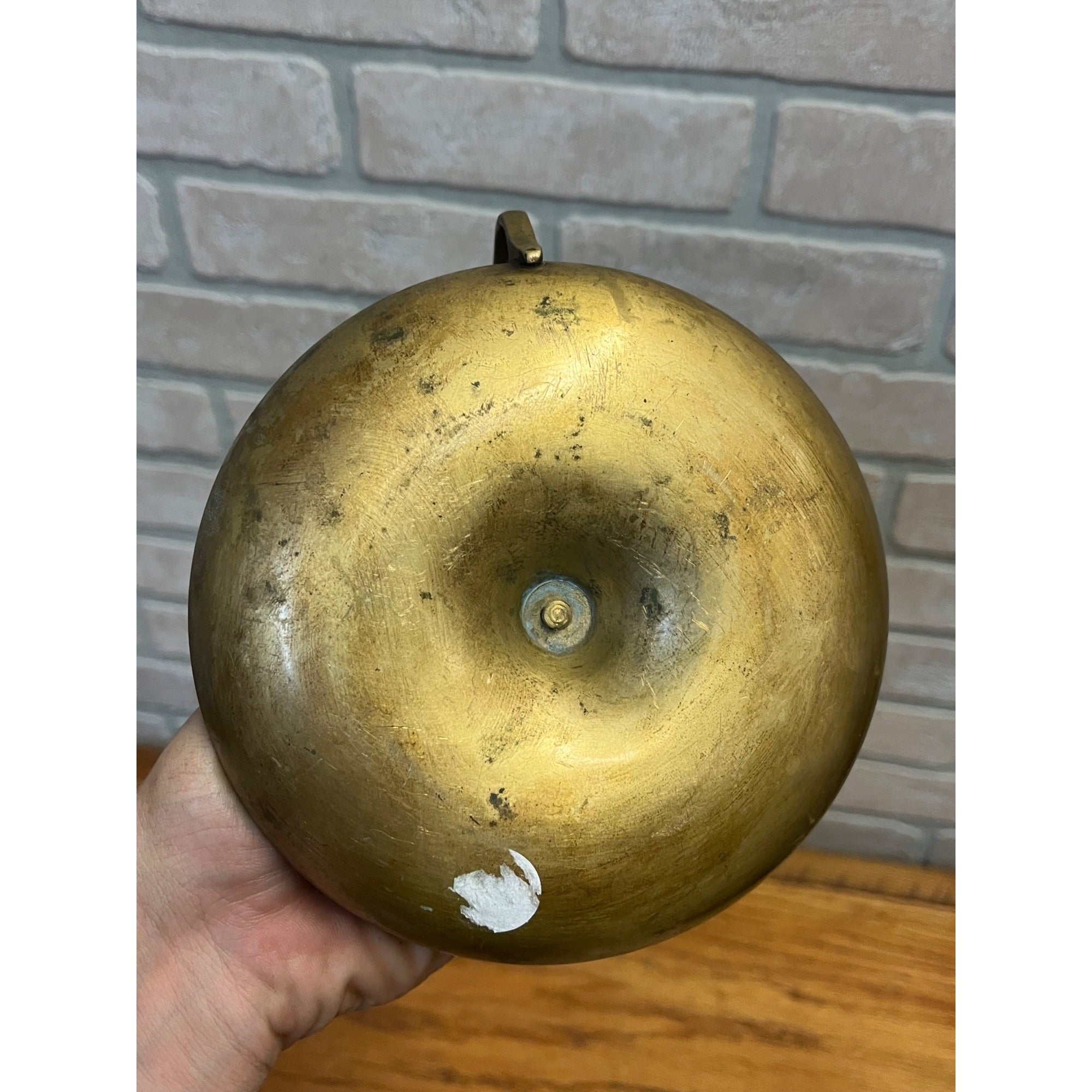 Antique Primitive Brass Candle Holder Finger Loop Farmhouse Country Colonial Decor