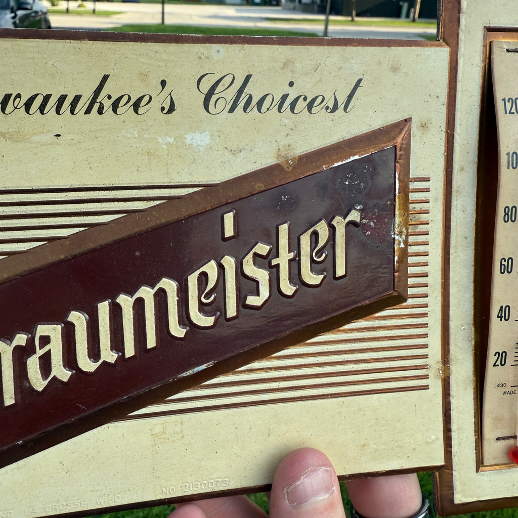 Vintage 1940s Braumeister Milwaukee's Choice Advertising Thermometer Sign
