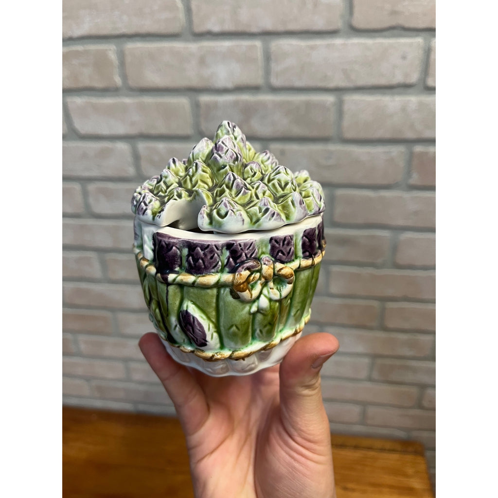 Vintage Asparagus Figural Bushel Japan Mustard Jam Jar - No Spoon - Trends Inc