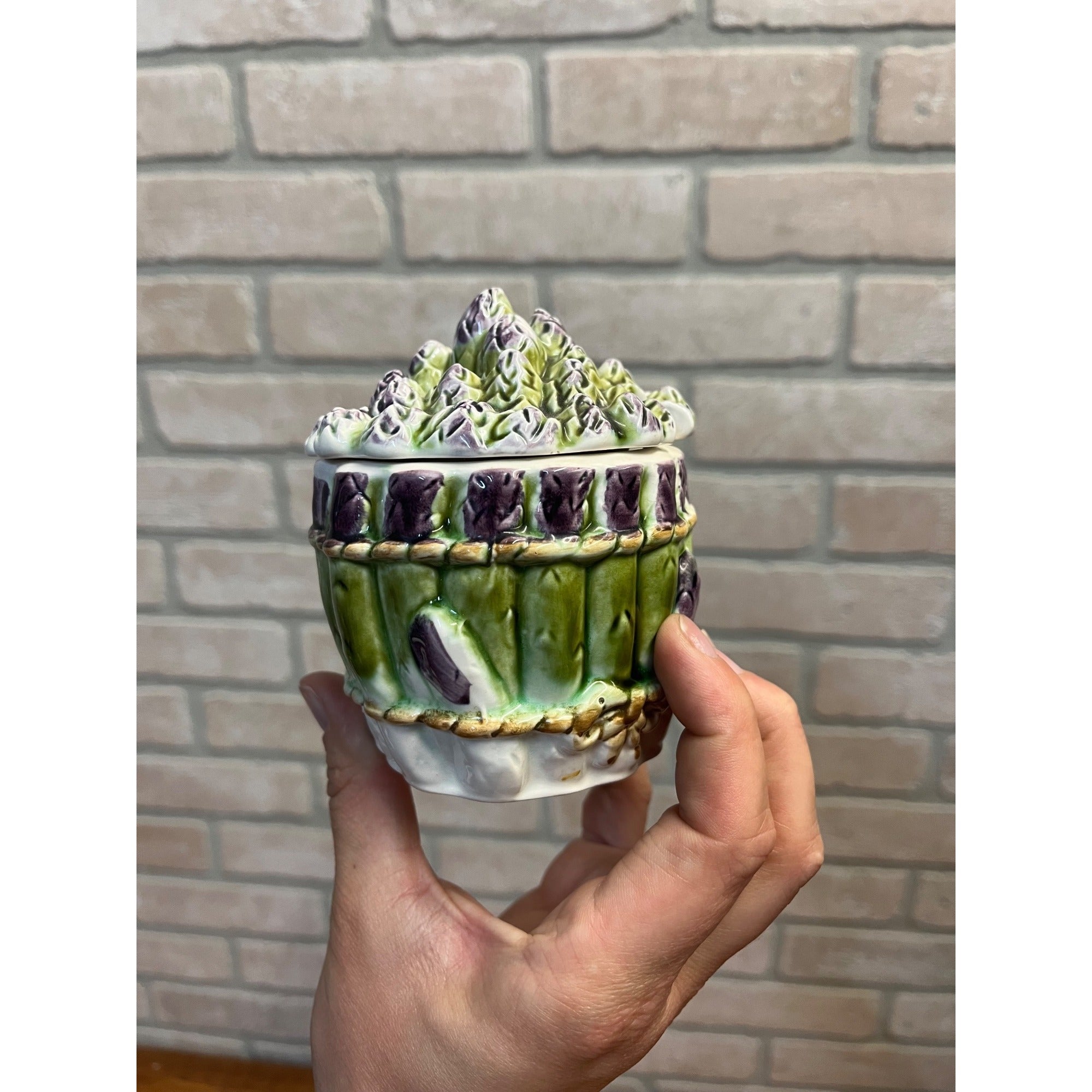 Vintage Asparagus Figural Bushel Japan Mustard Jam Jar - No Spoon - Trends Inc