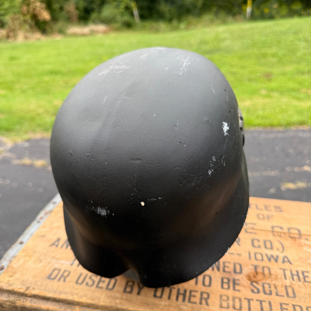 Vintage Chalkware Skull WWII Military German Helmet Rare