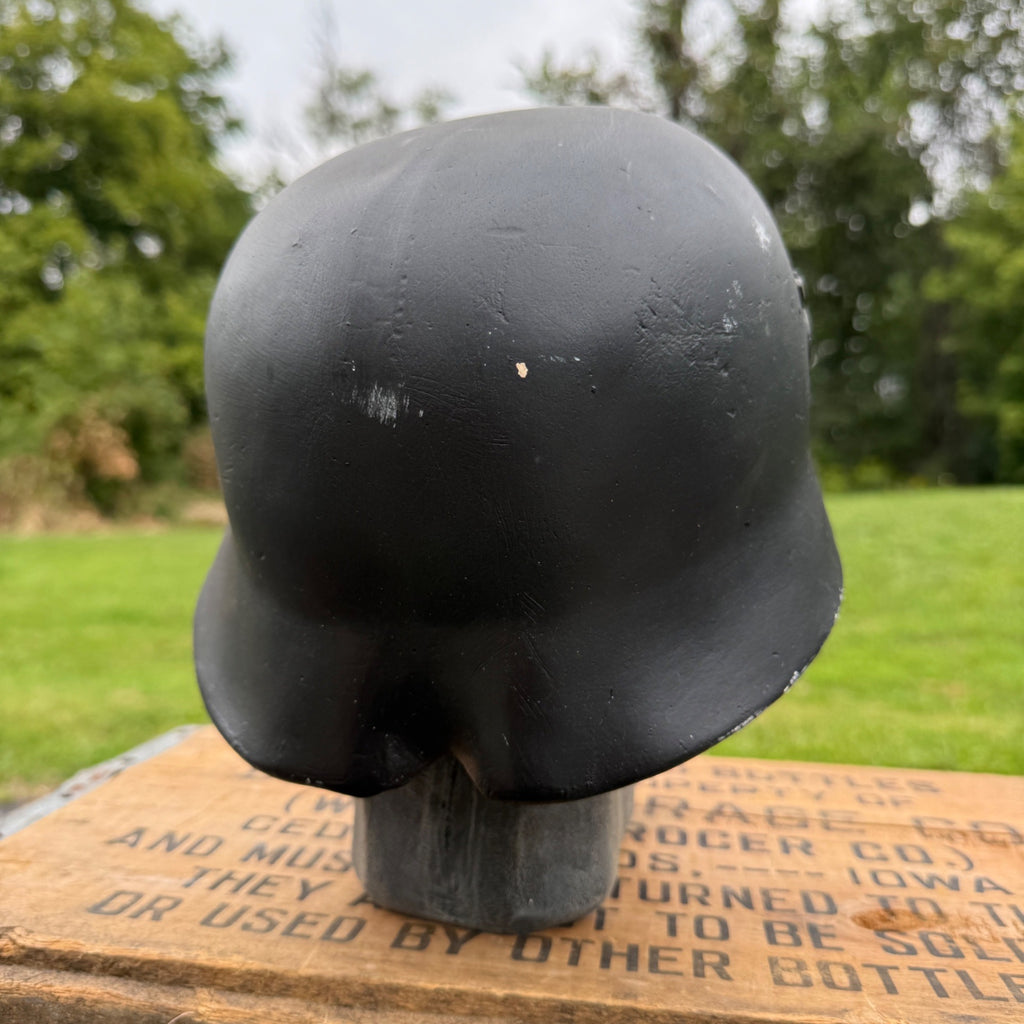 Vintage Chalkware Skull WWII Military German Helmet Rare