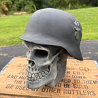 Vintage Chalkware Skull WWII Military German Helmet Rare