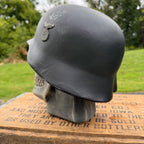Vintage Chalkware Skull WWII Military German Helmet Rare