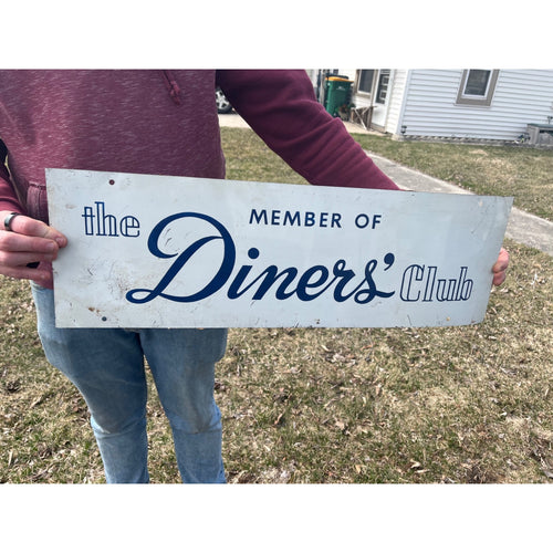 Vintage Member of the Diner's Club Credit Card Tin Metal Advertising Sign