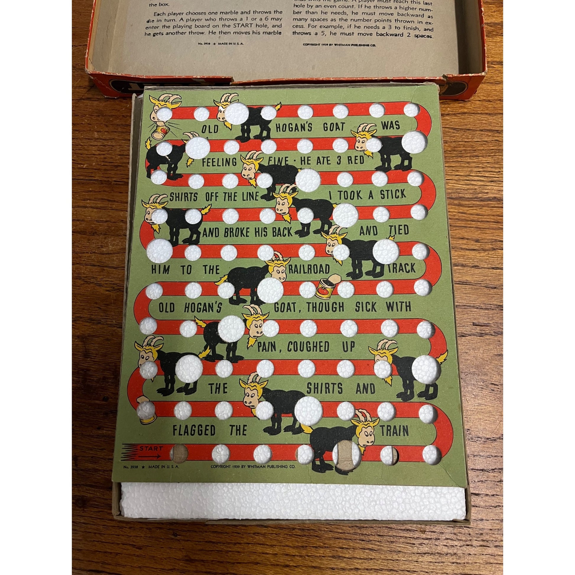 Vintage 1939 Whitman "Old Hogan's Goat" Marble Board Game Toy