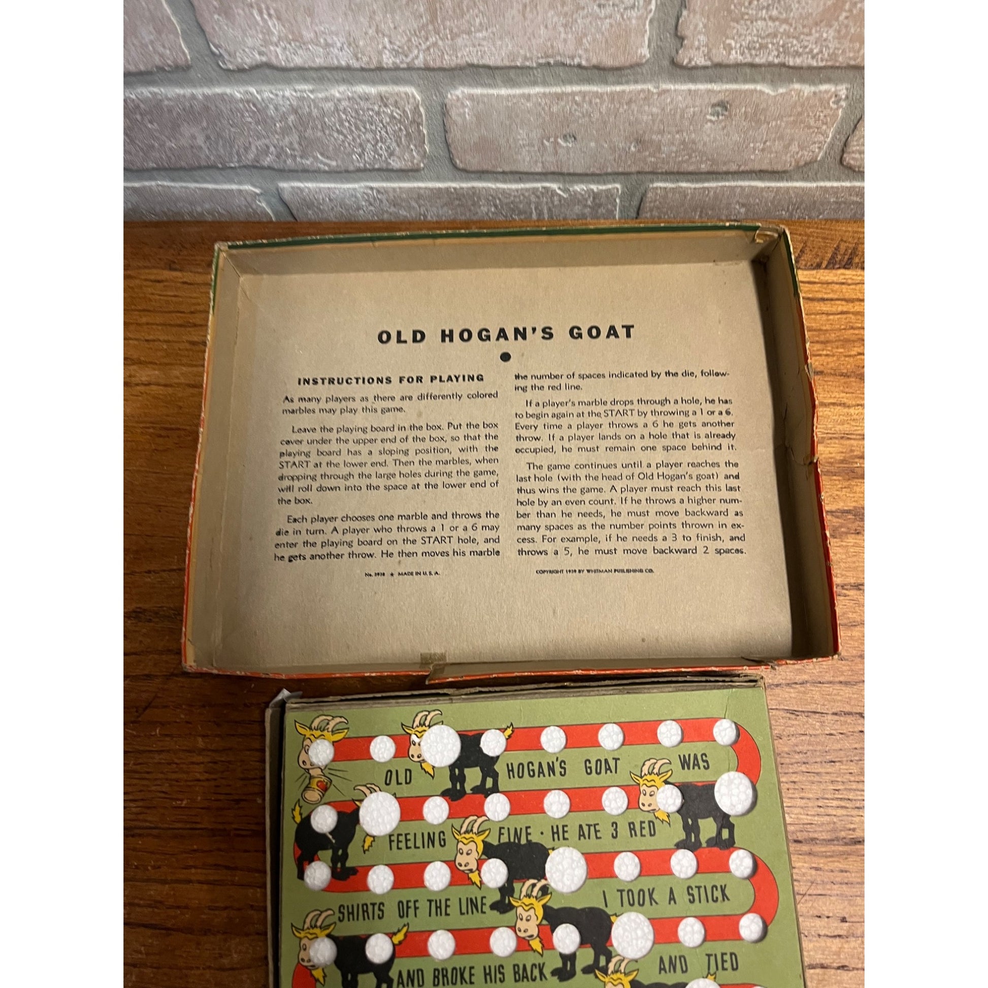Vintage 1939 Whitman "Old Hogan's Goat" Marble Board Game Toy