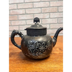 Vintage United States Silver Co Quadruple Plated Tea Pot Silver Plated Etched Floral