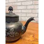 Vintage United States Silver Co Quadruple Plated Tea Pot Silver Plated Etched Floral