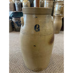 Antique L.M. Pierron Stoneware Salt Glaze 6 Gallon Butter Churn Crock Milwaukee