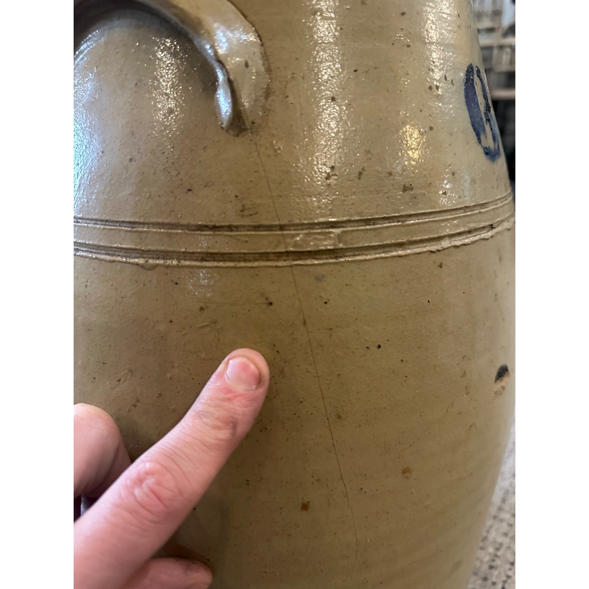 Antique L.M. Pierron Stoneware Salt Glaze 6 Gallon Butter Churn Crock Milwaukee