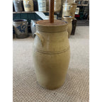 Antique L.M. Pierron Stoneware Salt Glaze 6 Gallon Butter Churn Crock Milwaukee