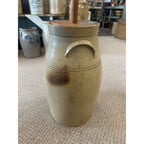 Antique L.M. Pierron Stoneware Salt Glaze 6 Gallon Butter Churn Crock Milwaukee