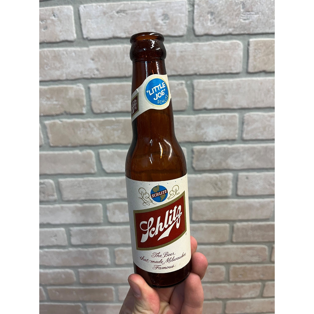 Vintage 1962 Schlitz Milwaukee Beer Glass 7oz "Little Joe" Bottle Full Label