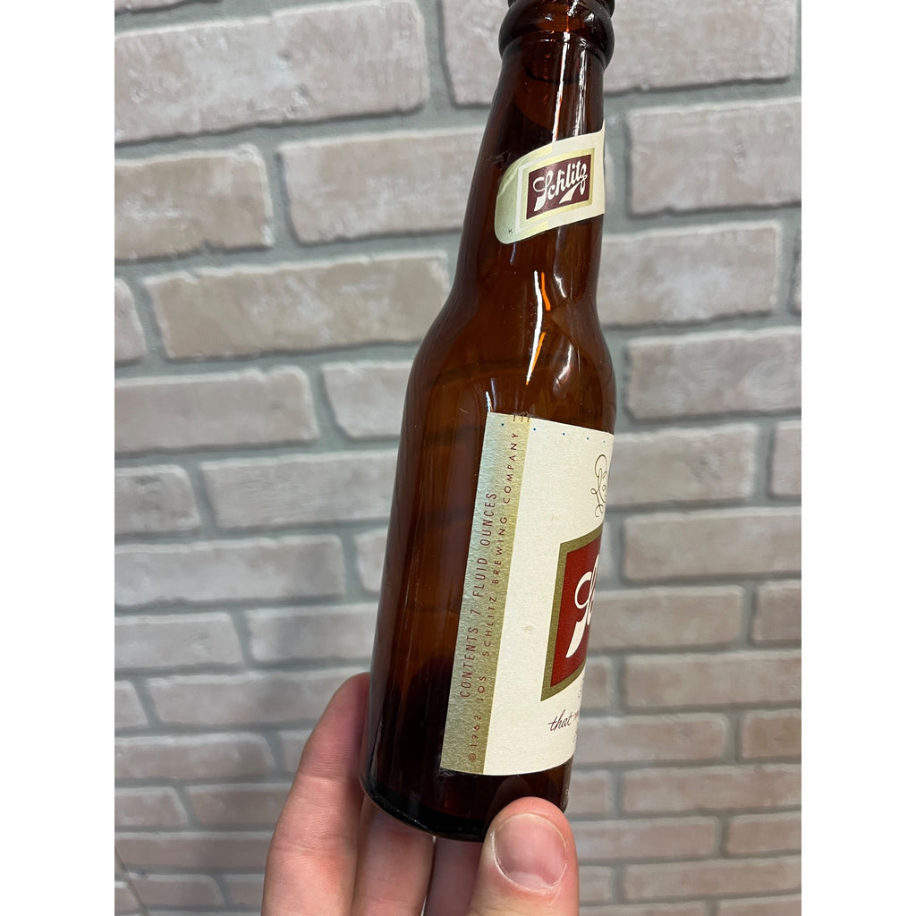 Vintage 1962 Schlitz Milwaukee Beer Glass 7oz "Little Joe" Bottle Full Label