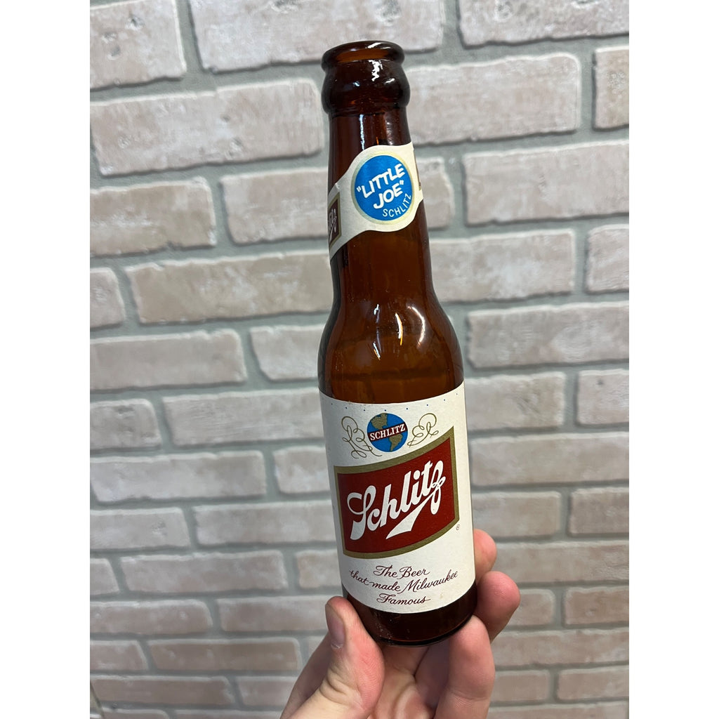 Vintage 1962 Schlitz Milwaukee Beer Glass 7oz "Little Joe" Bottle Full Label
