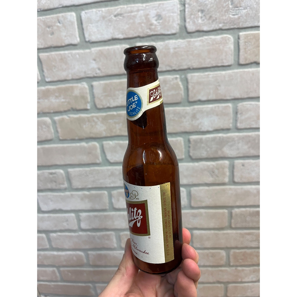 Vintage 1962 Schlitz Milwaukee Beer Glass 7oz "Little Joe" Bottle Full Label