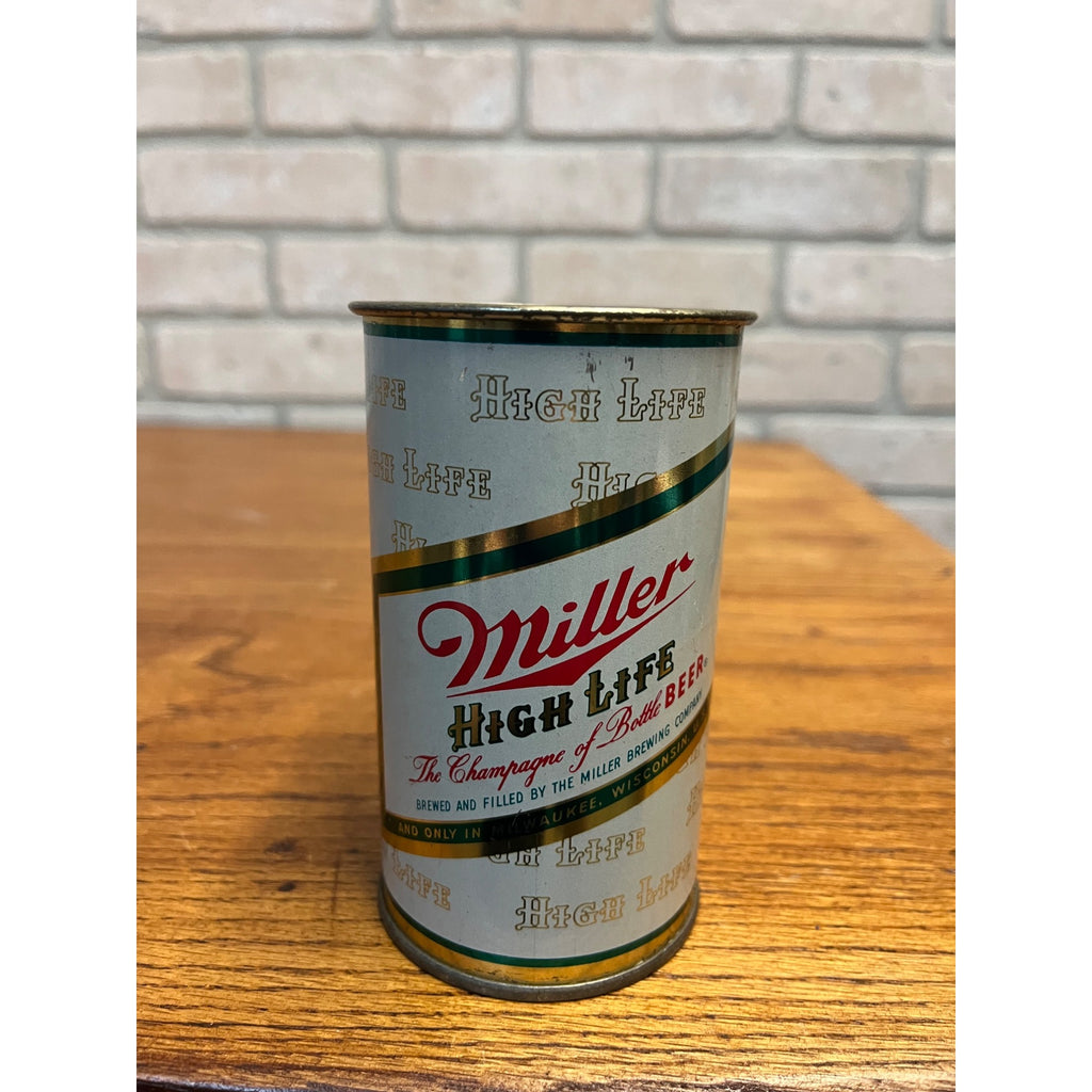 Vintage Miller High Life Empty 12 Oz Flat Top Straight Steel Beer Can