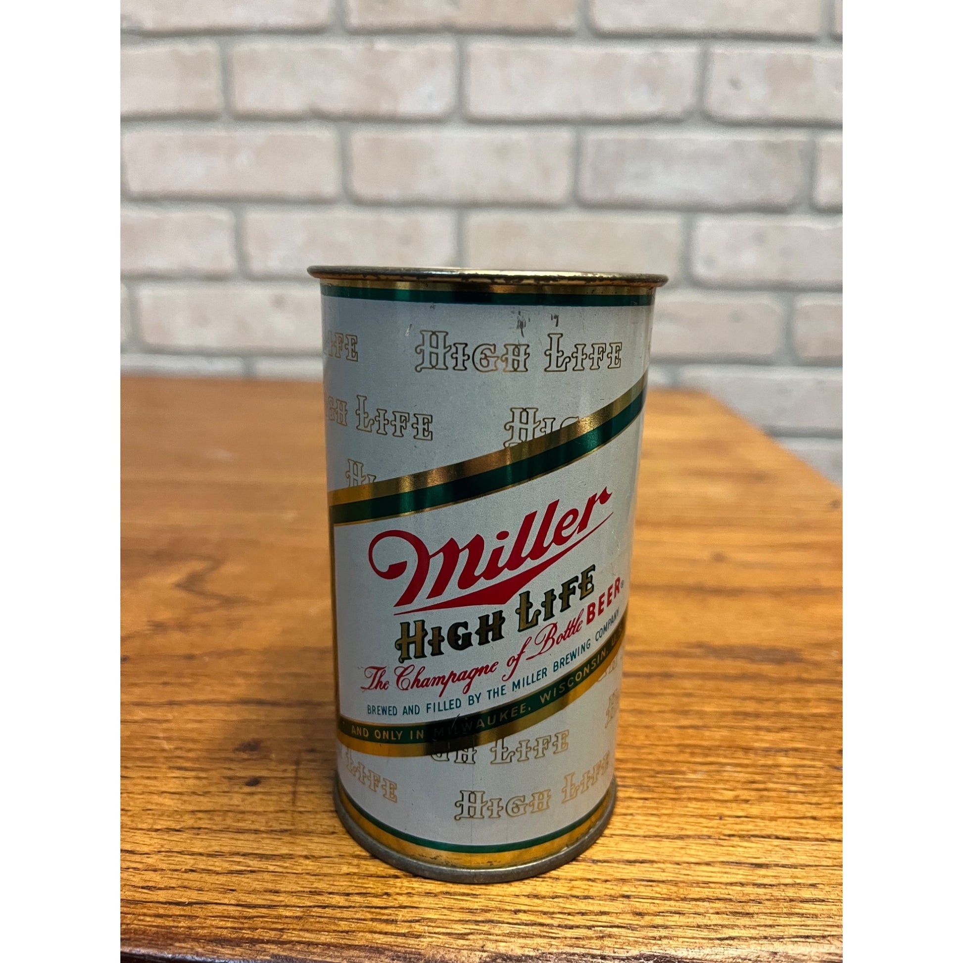 Vintage Miller High Life Empty 12 Oz Flat Top Straight Steel Beer Can