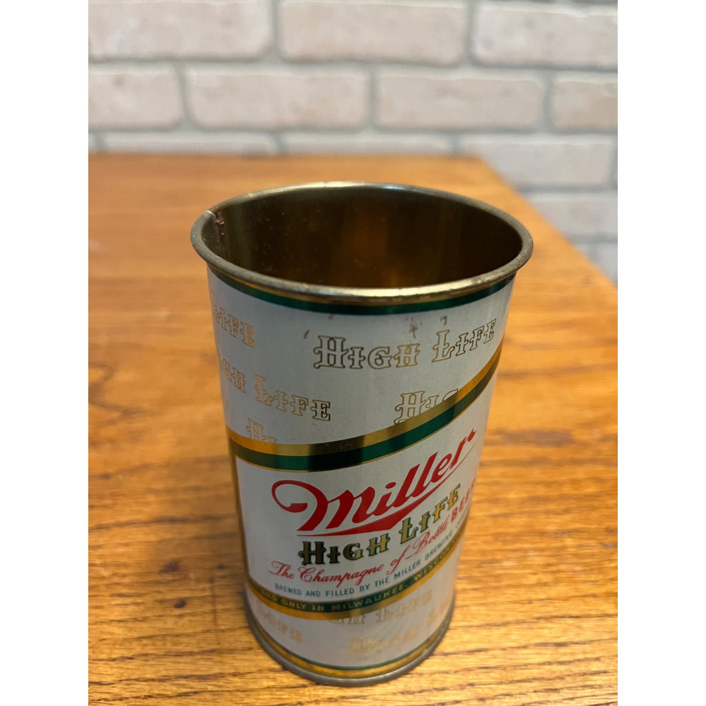 Vintage Miller High Life Empty 12 Oz Flat Top Straight Steel Beer Can