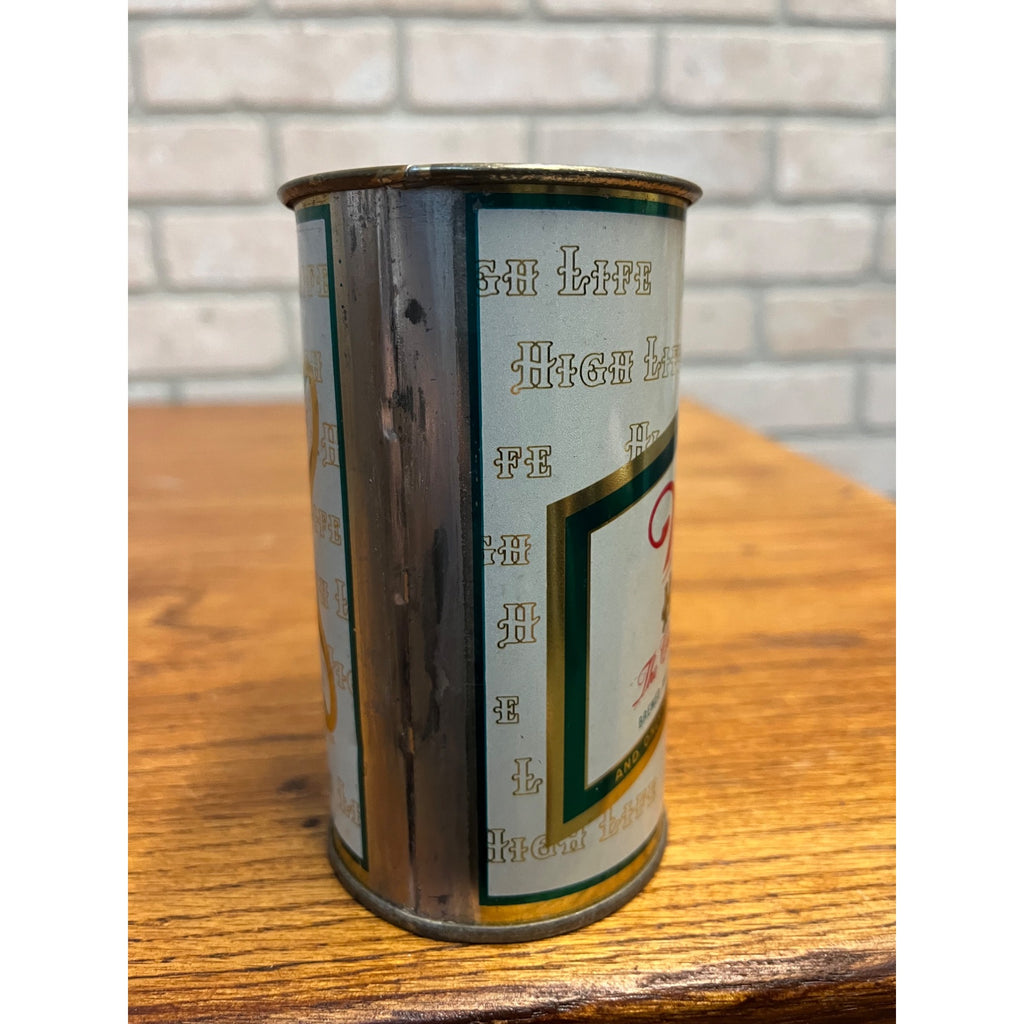 Vintage Miller High Life Empty 12 Oz Flat Top Straight Steel Beer Can