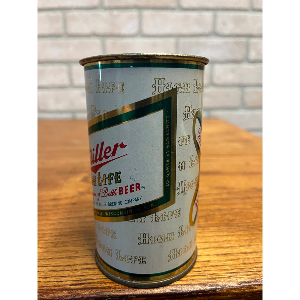 Vintage Miller High Life Empty 12 Oz Flat Top Straight Steel Beer Can