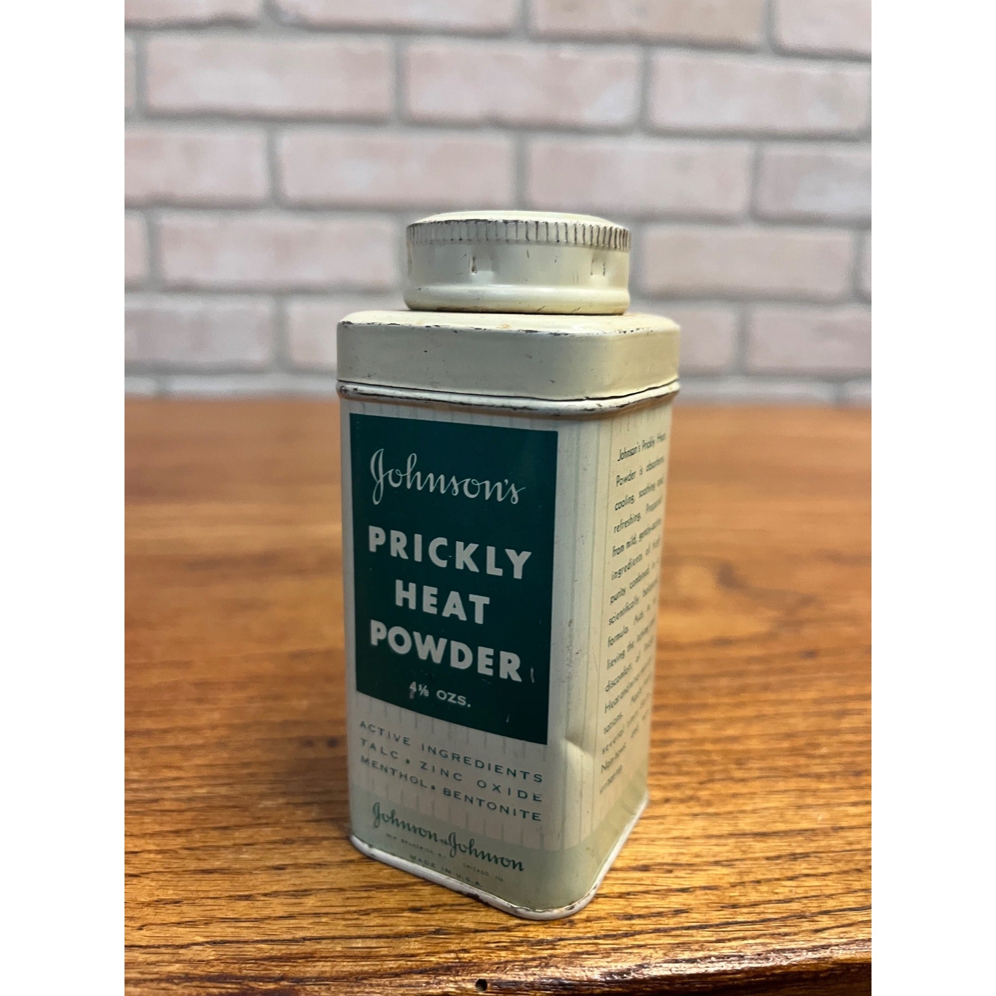 Vintage Johnson & Johnson Prickly Heat Powder Medicine Tin Apothecary Pharmacy