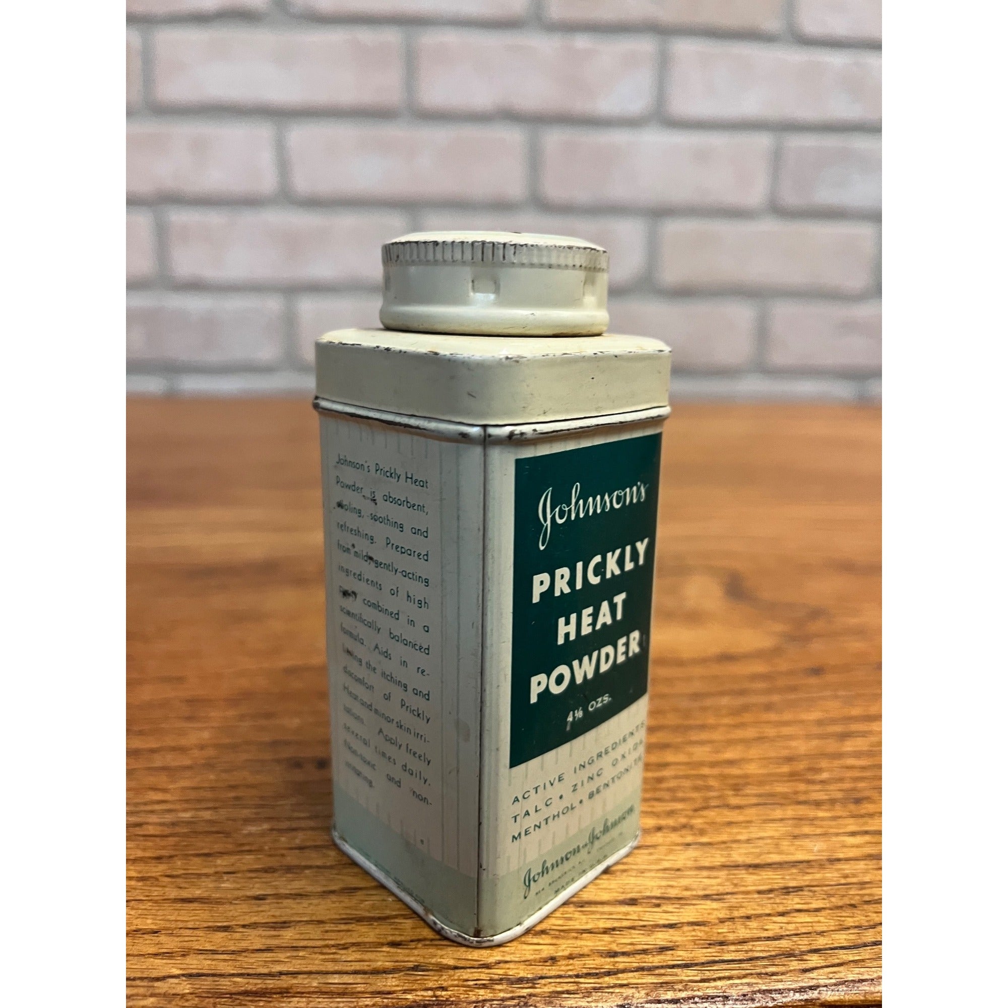 Vintage Johnson & Johnson Prickly Heat Powder Medicine Tin Apothecary Pharmacy